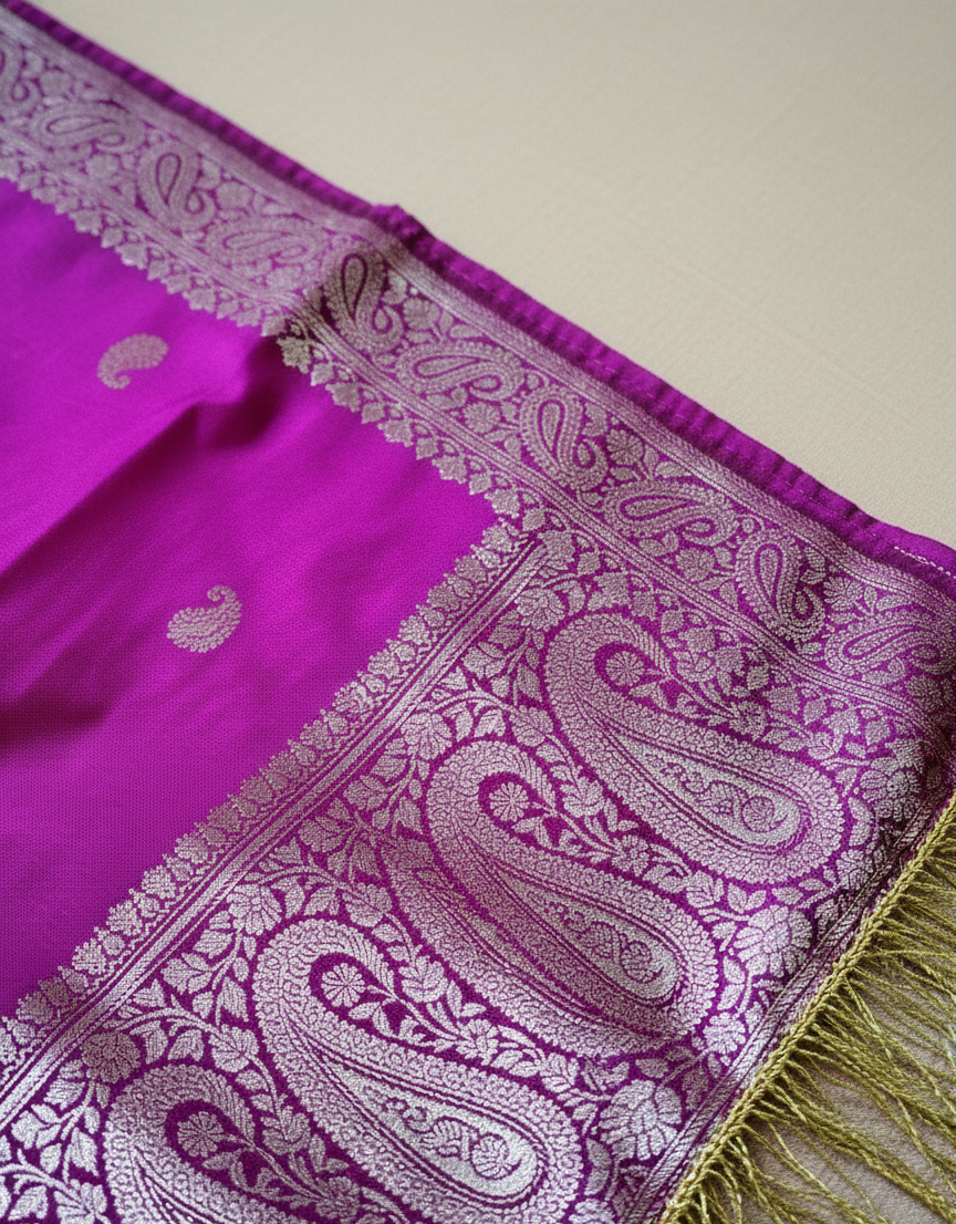 HANDLOOM Weaving 100% Pure Silk Zari Banarasi Stole