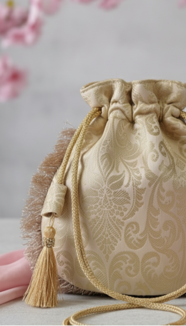 Sunlit Charm Golden Potli Bag