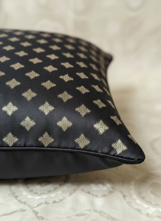 Luxury Aesthetic - HANDWOVEN Silk Cushion Cover with Zari work 16X16