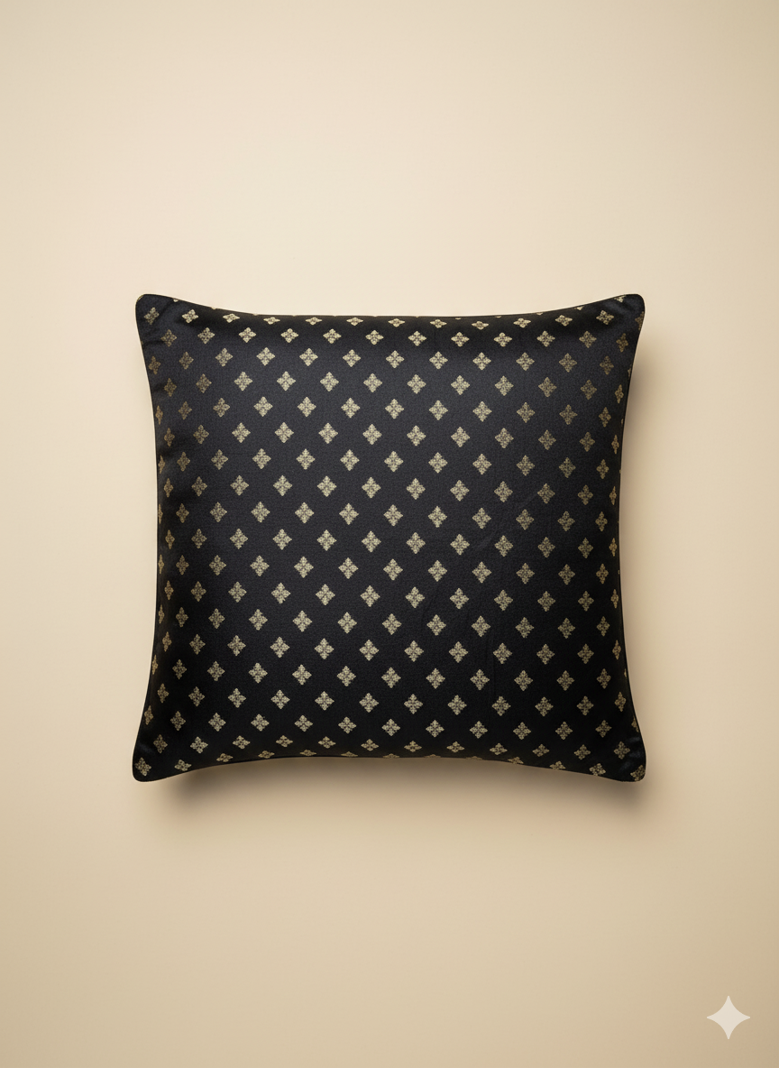 Luxury Aesthetic - HANDWOVEN Silk Cushion Cover with Zari work 16X16