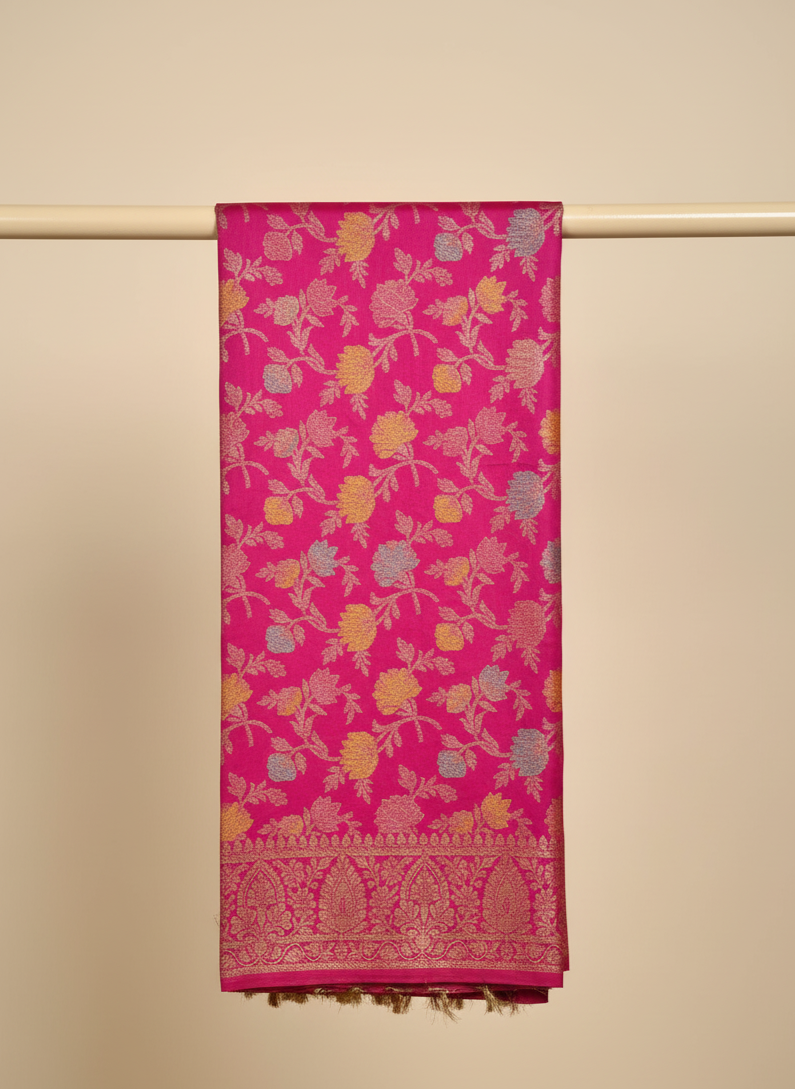 Aurora Blush Pink Banarasi Weave Silk Dupatta