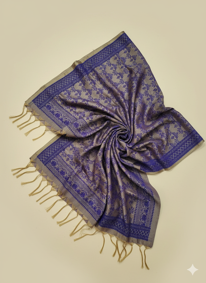 Grey Voilet Banarasi Weave Silk Stole