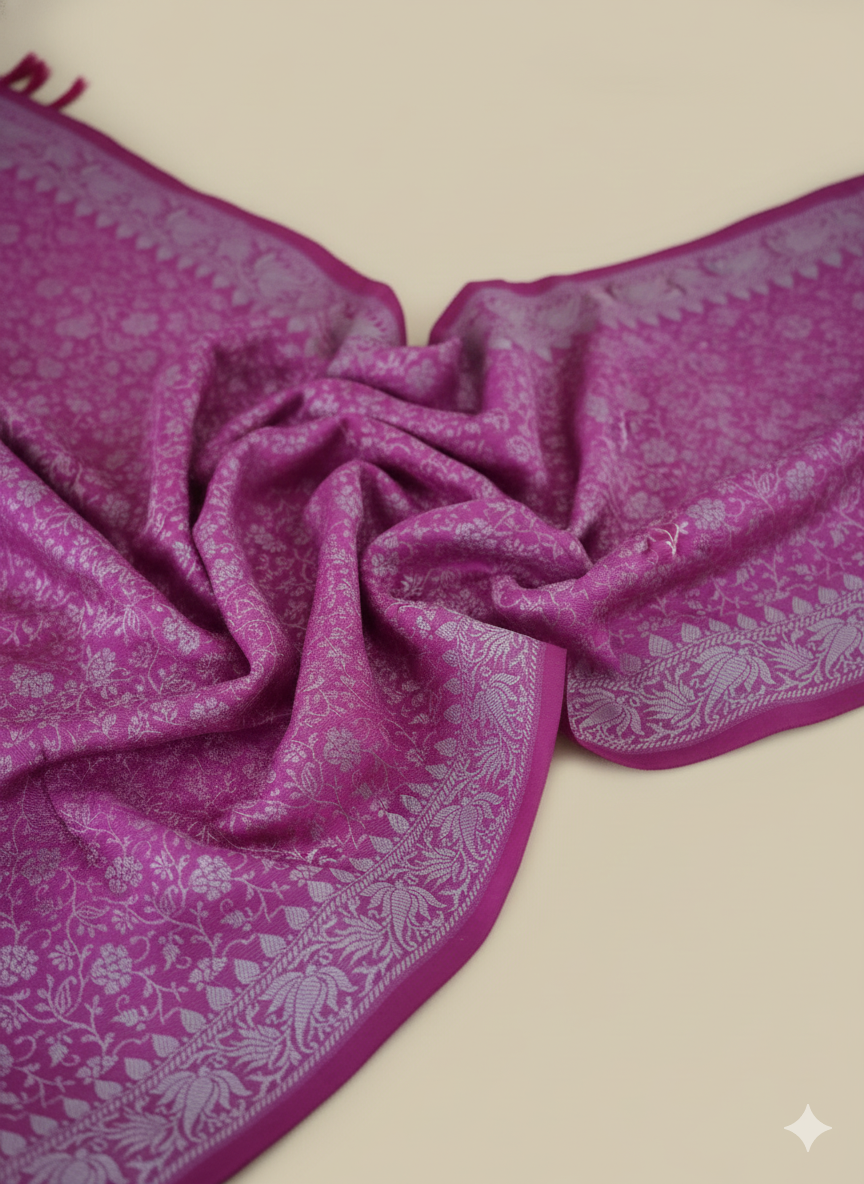 Mauve Pink Banarasi Weave Silk Stole