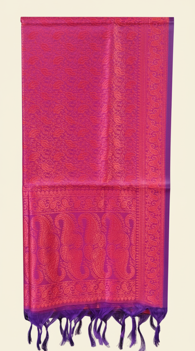 Magenta silk stole draped vibrant lightweight wrap for professional women