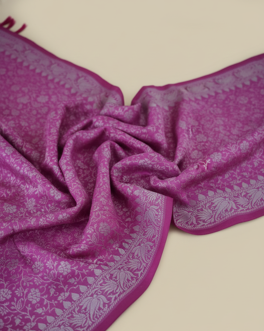Handwoven mauve pink Banarasi silk stole for women soft casual daily wear