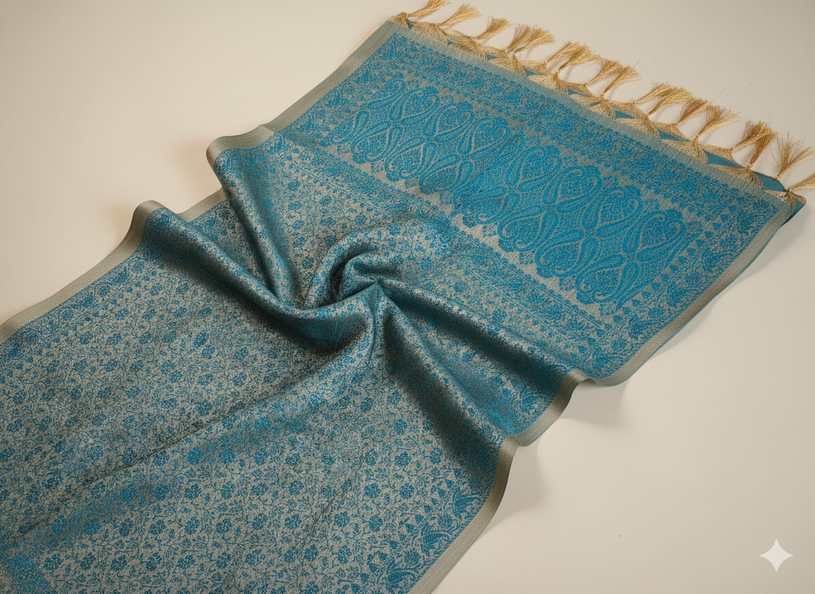 Gifts for Men | Green Banarasi Weave Silk Stole