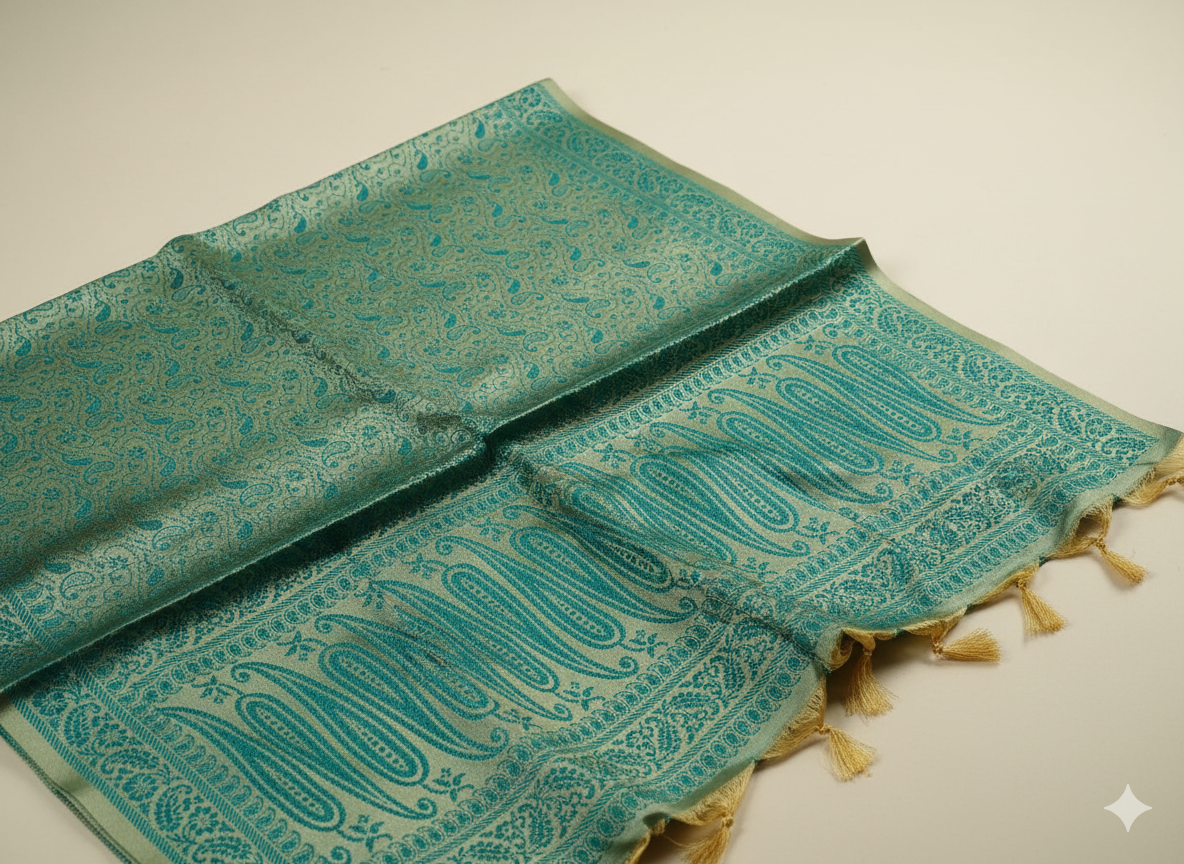 Gifts for Men | Green Banarasi Silk Weave Stole