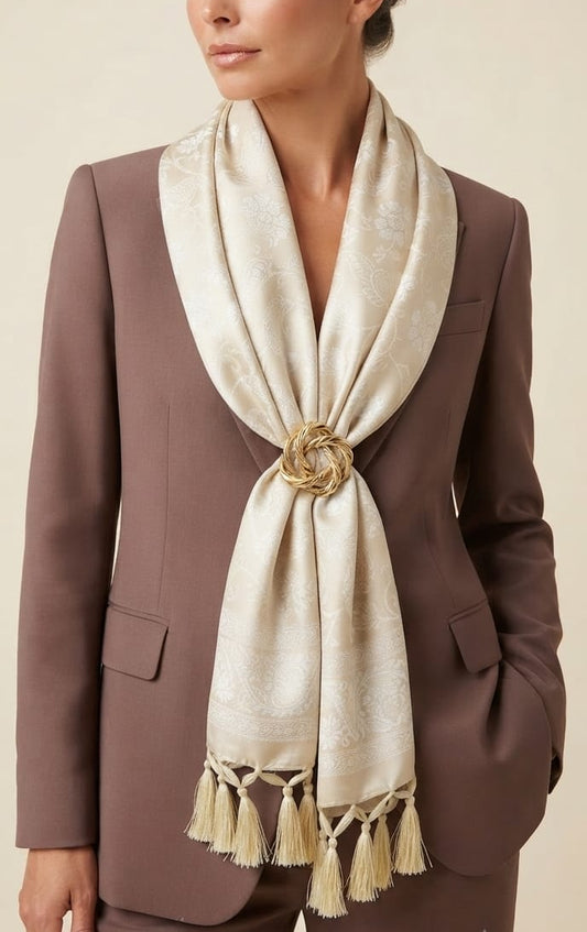 Pure Mulberry Silk Stole with Indian craft weaving for gifting