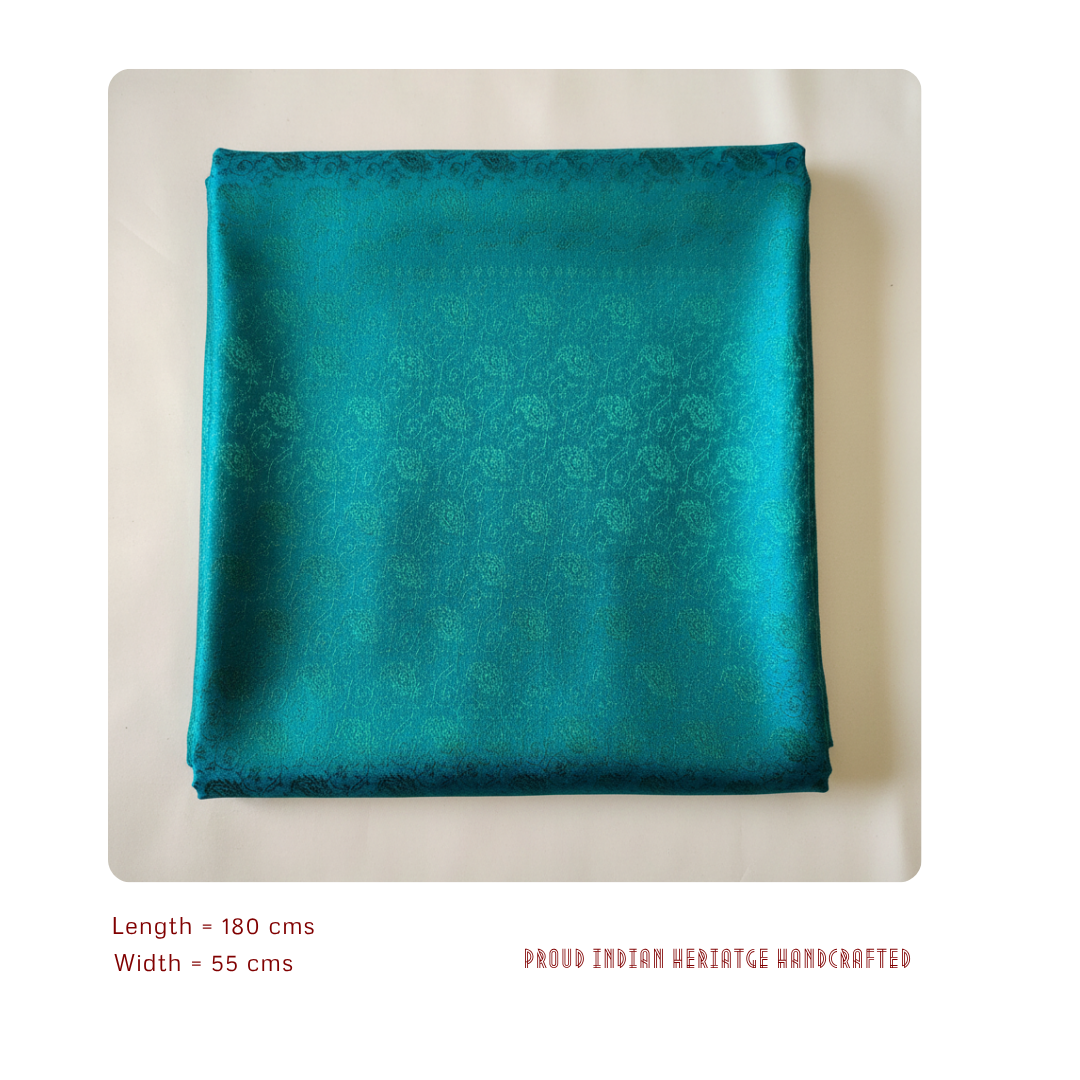 Teal Blue Banarasi Pure Silk Stole - Executive Corporate Gift India
