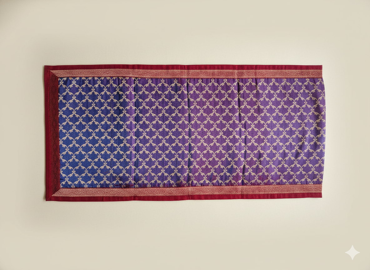 HANDWOVEN silk weave purple table runner