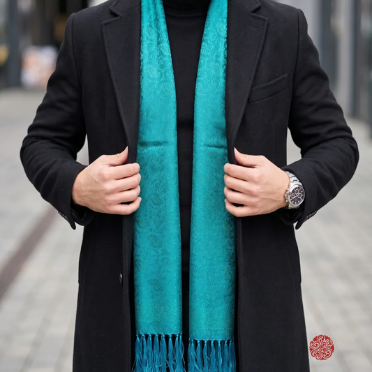 Teal Blue Banarasi Pure Silk Stole - Executive Corporate Gift India