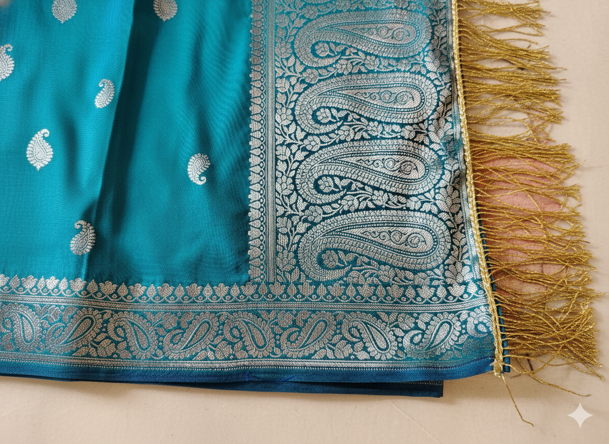 Blue HANDWOVEN Banarasi Silk Stole