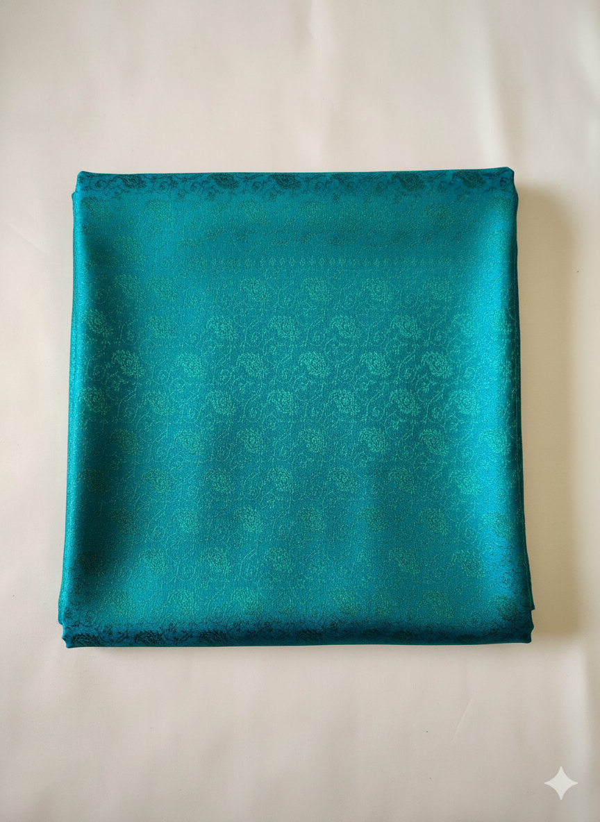 HANDWOVEN Pure silk banarasi weave stole in teal blue