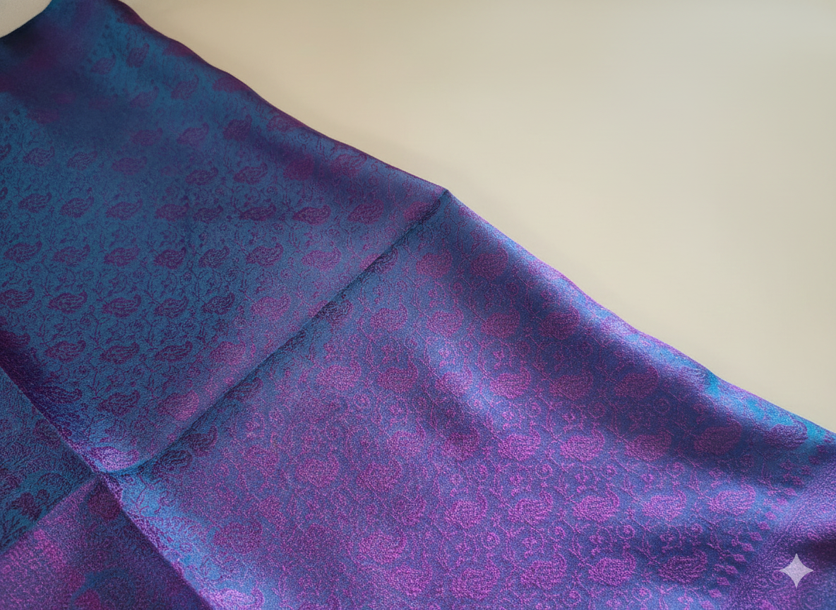 HANDWOVEN Pure silk banarasi weave stole in vibrant purple