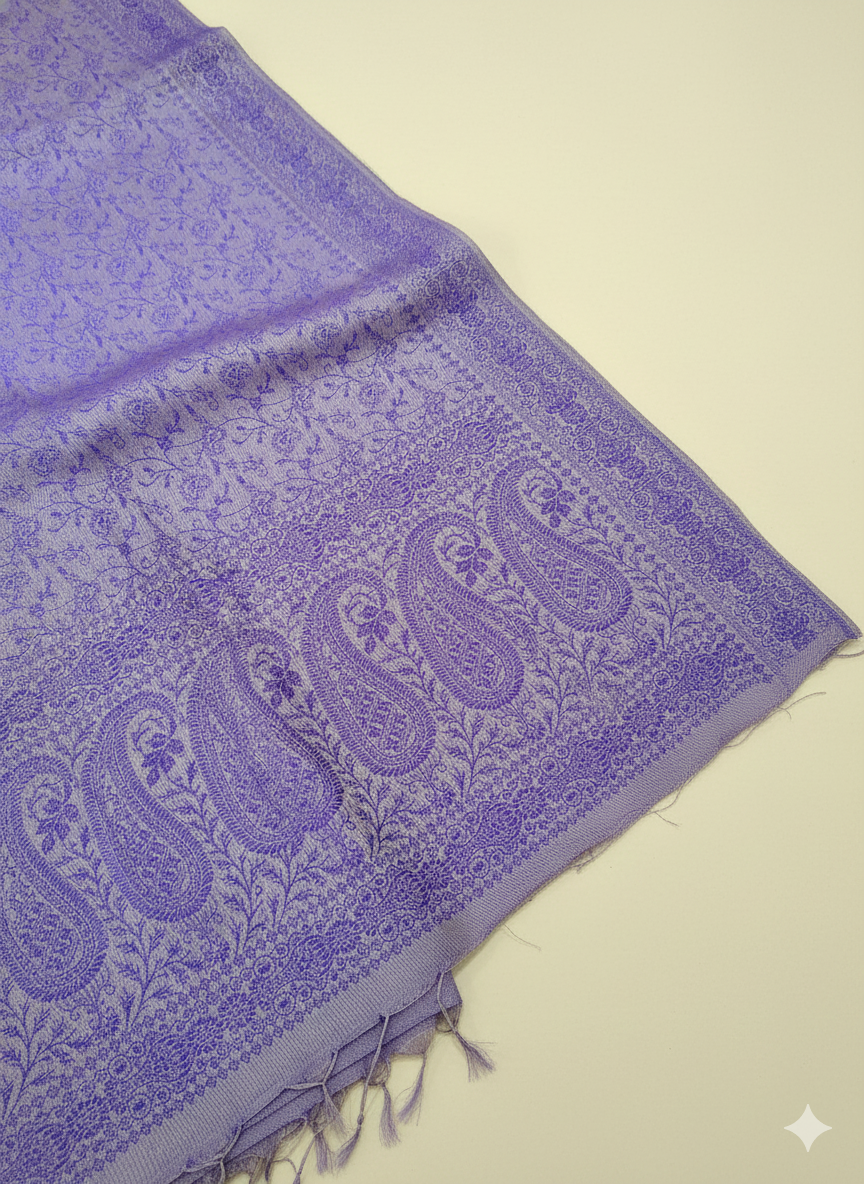 Lavender HANDWOVEN Pure silk banarasi weave stole