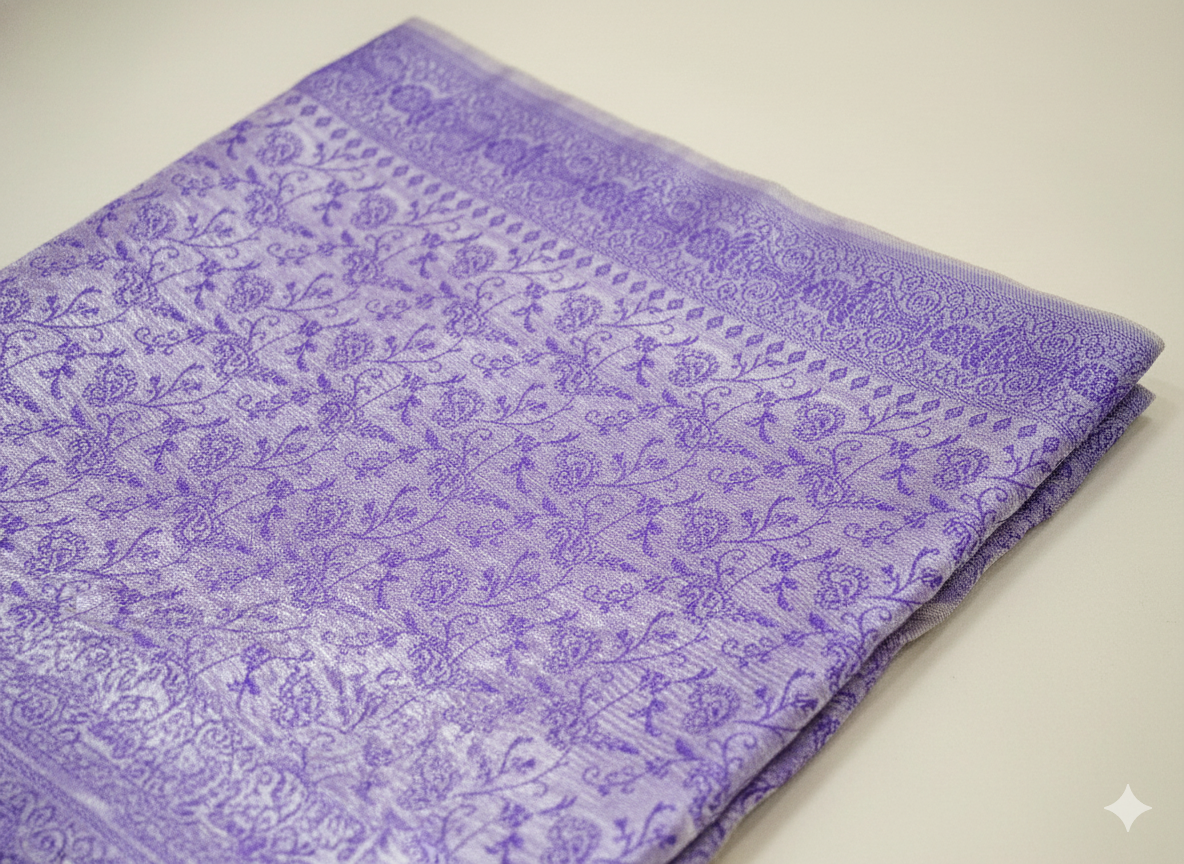 Lavender HANDWOVEN Pure silk banarasi weave stole