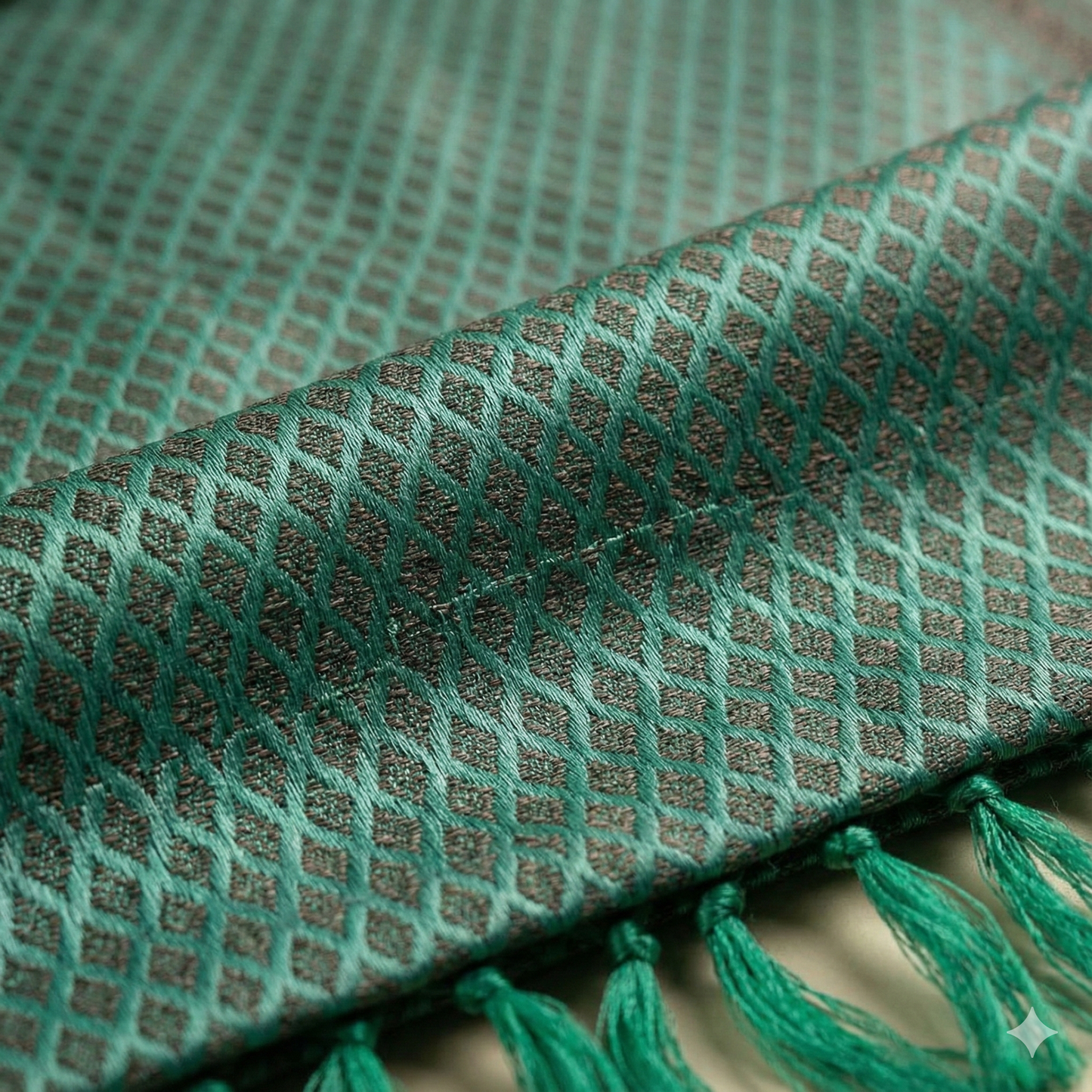 Authentic HANDWOVEN Pure silk banarasi weave stole in mint green