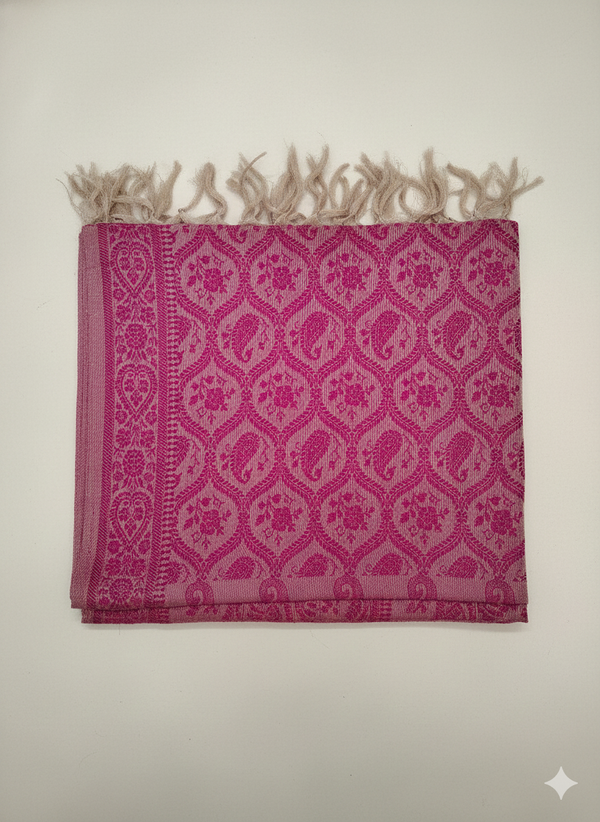 HANDWOVEN Pure silk banarasi weave stole in Pastel Pink