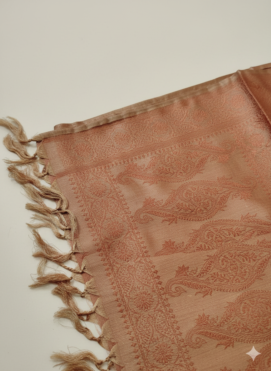 Earthy HANDWOVEN Artisanal Pure Silk Banarasi Weave Stole