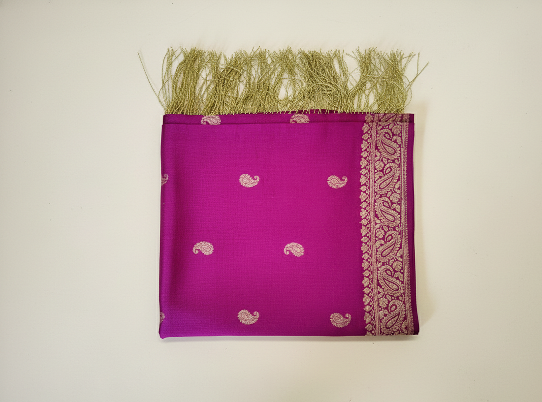 HANDLOOM Weaving 100% Pure Silk Zari Banarasi Stole