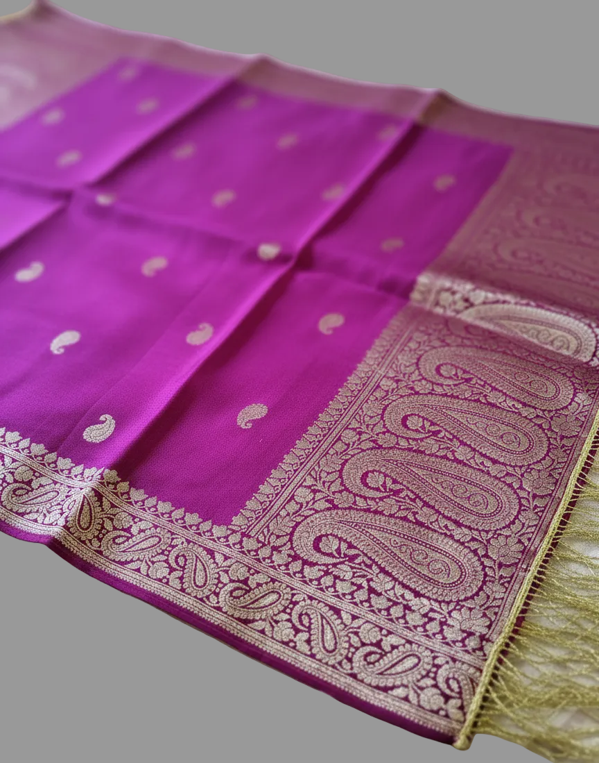 HANDLOOM Weaving 100% Pure Silk Zari Banarasi Stole