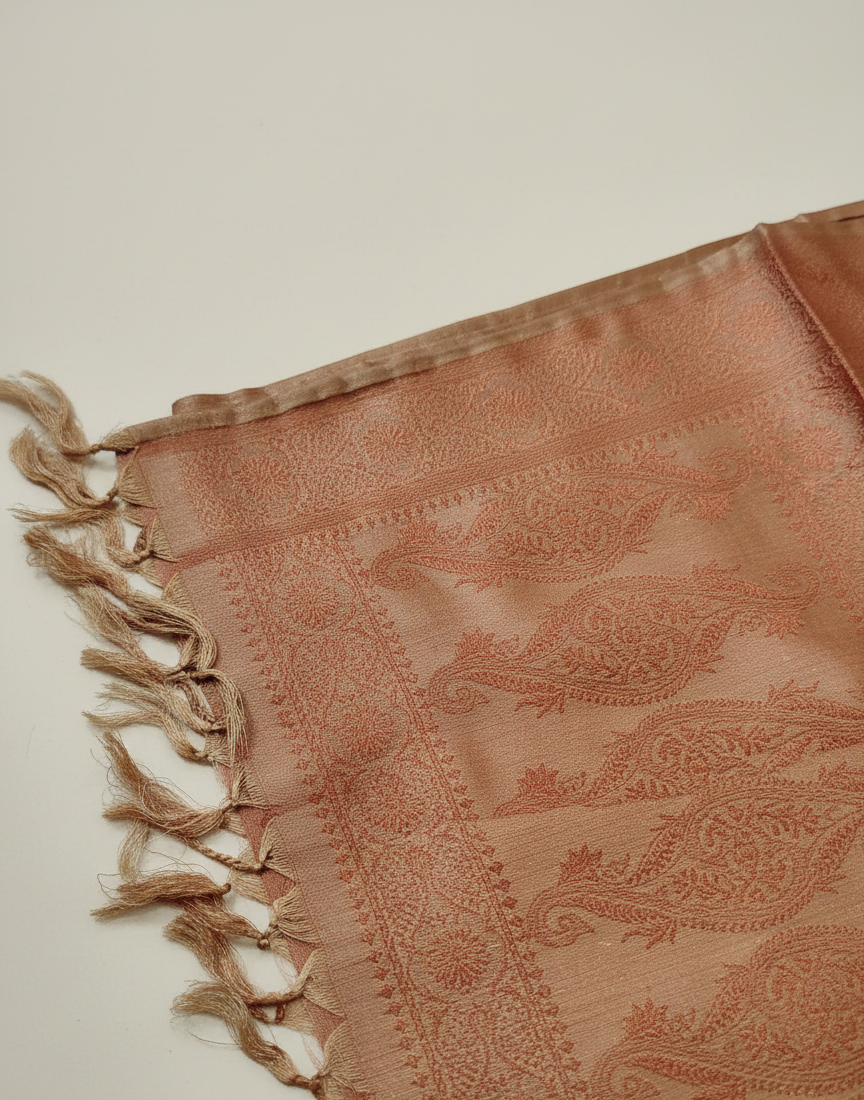 Artisanal earthy Banarasi silk stole - meaningful NRI gift for someone going abroad
