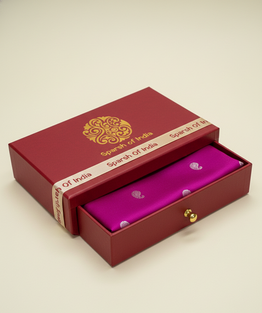 Purple HANDWOVEN Banarasi Silk Stole with zari work