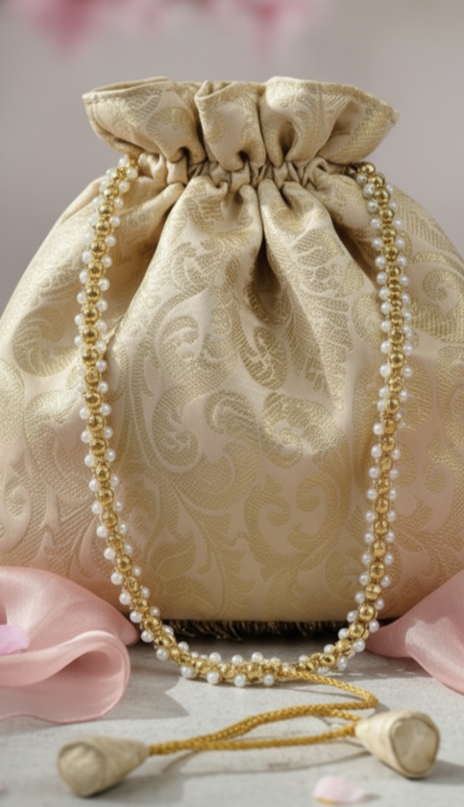 Aurelia Golden Weave Potli Bag