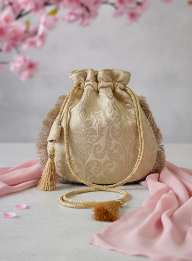 Sunlit Charm Golden Potli Bag