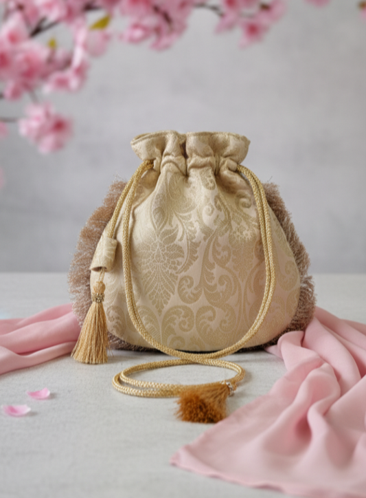 Sunlit Charm Golden Potli Bag