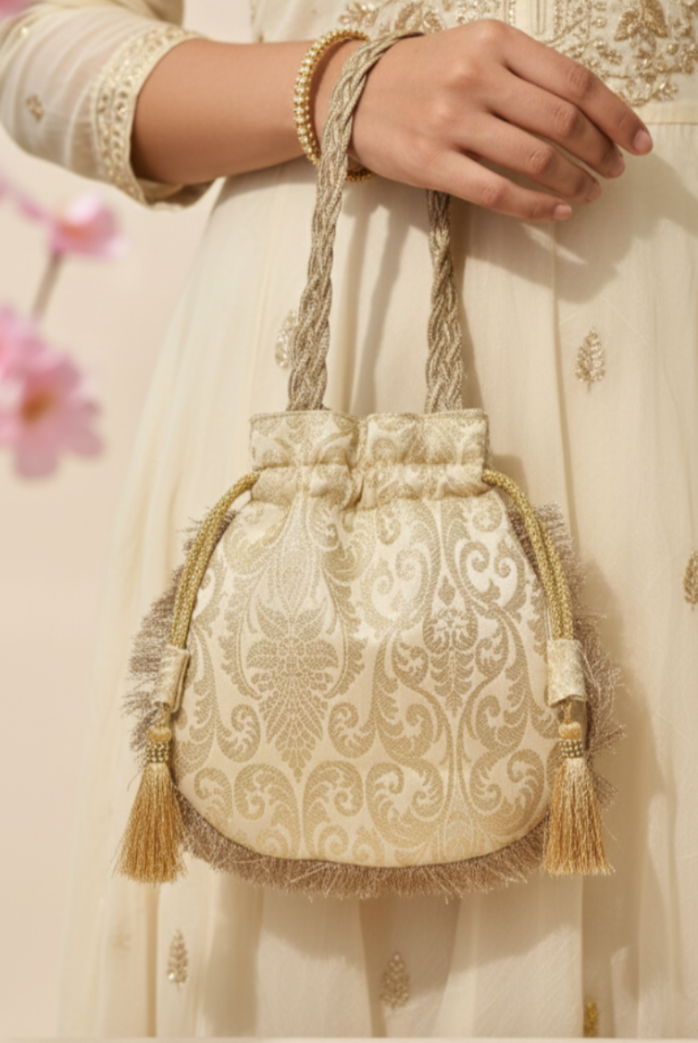 Sunlit Charm Golden Potli Bag