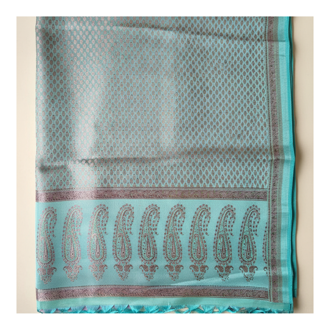 Banarasi silk gifting stole pastel blue – heritage handloom from Banaras