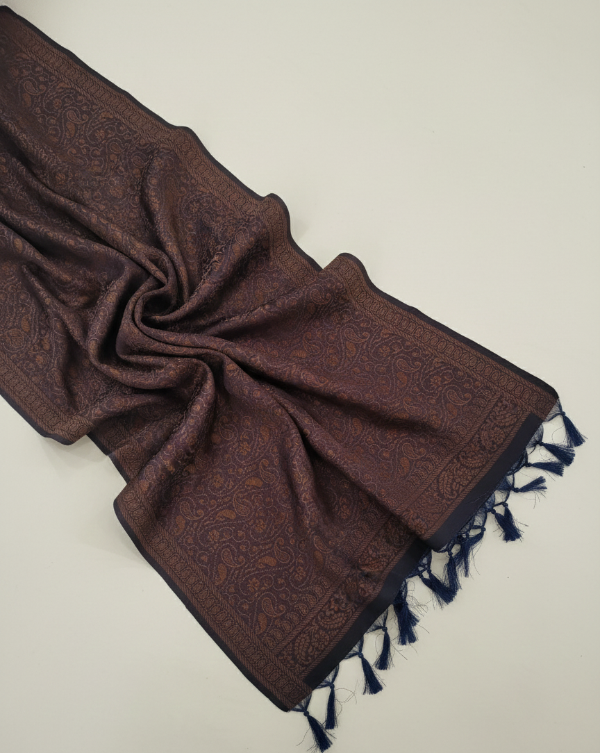 Banarasi weave silk stole for men styled with kurta for wedding and festivals

