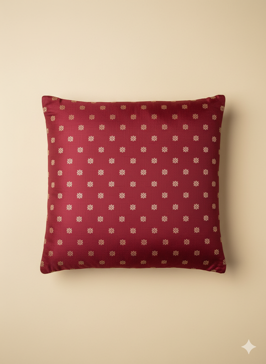 HANDWOVEN Silk Cushion Cover with Zari work 16 by 16 inch