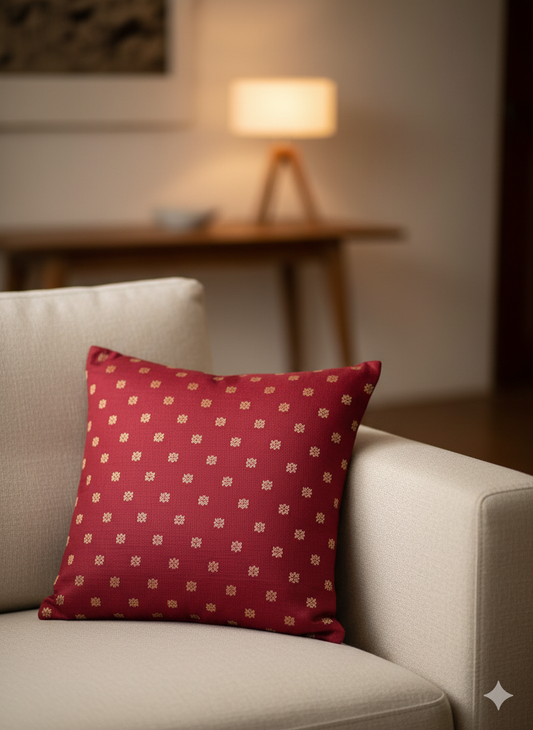 HANDWOVEN Silk Cushion Cover with Zari work 16 by 16 inch