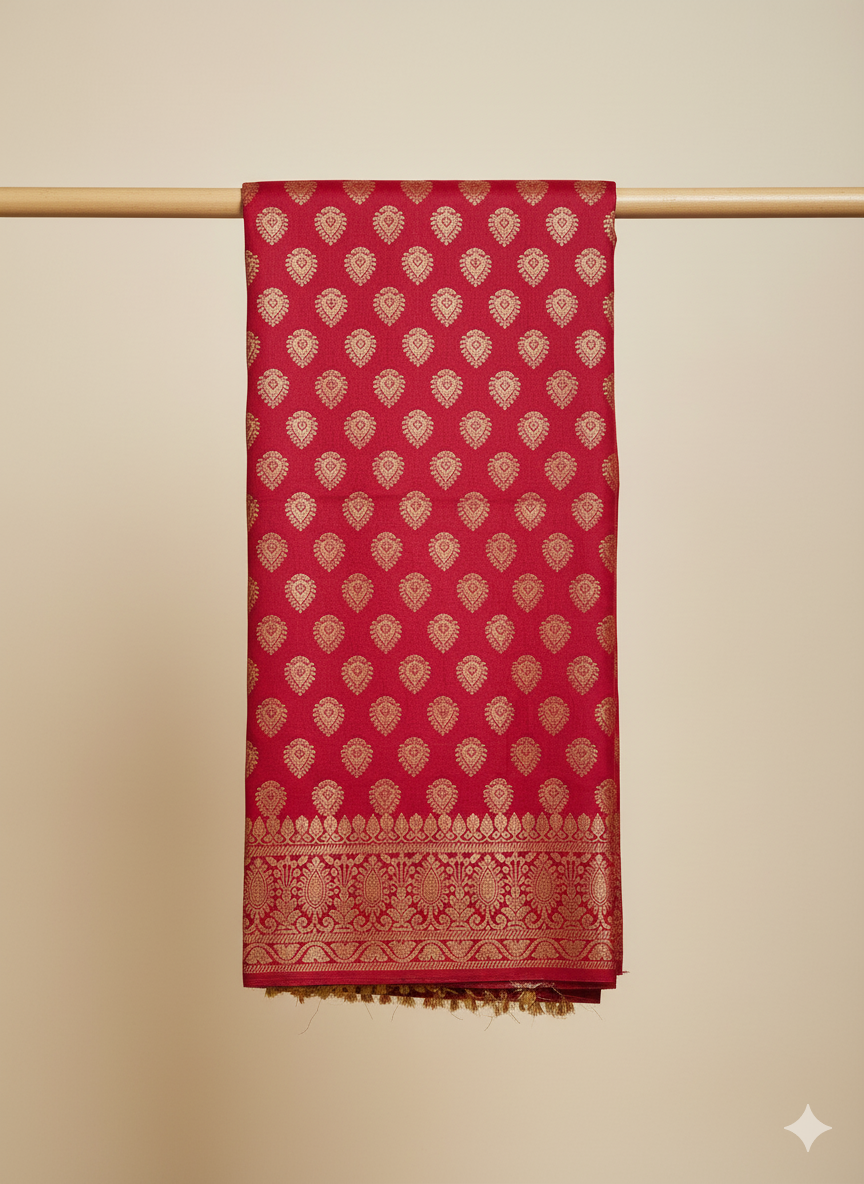 Crimson Shine Banarasi Weave Silk Dupatta