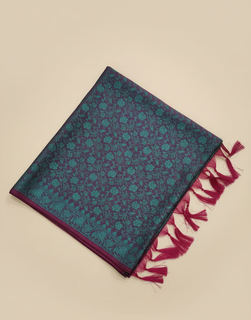 Deep purple Banarasi weave silk stole for women - casual and indo-western styling