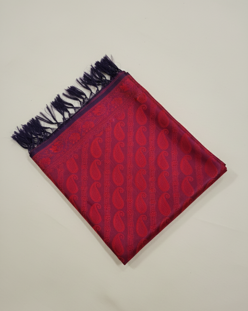 Deep red Banarasi weave silk stole for women - tunic and daily wear
