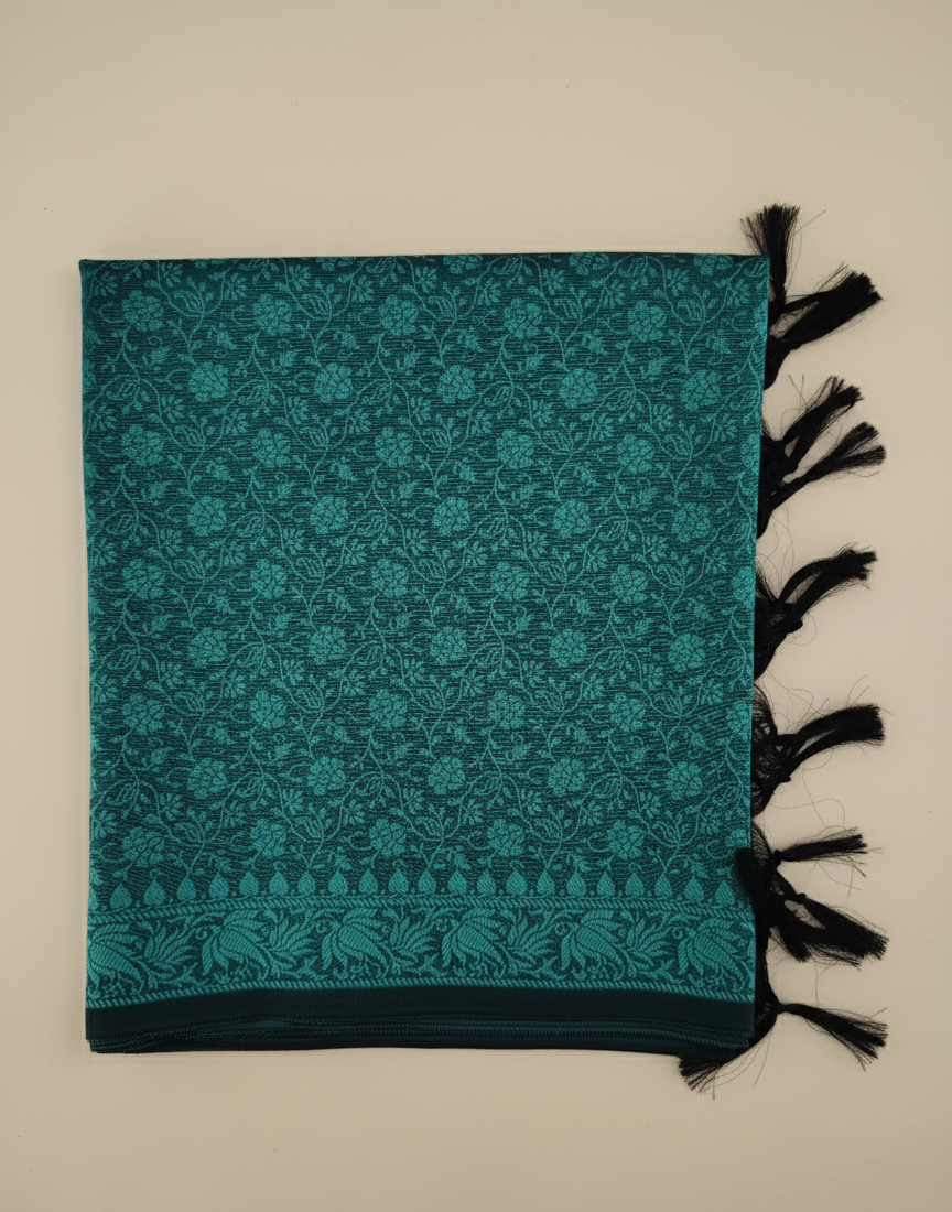 Emerald green Banarasi weave silk stole for women - tunic and daily wear
