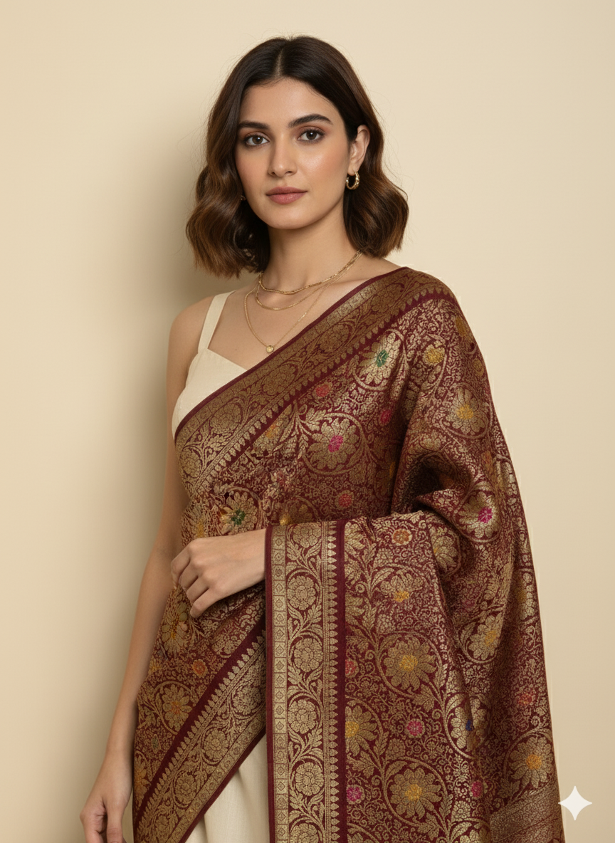 Sunflower Veil Banarasi Weave Silk Dupatta