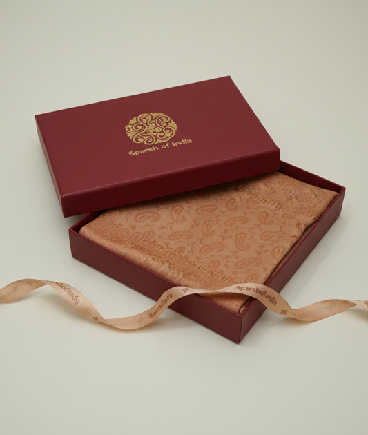 Earthy HANDWOVEN Artisanal Pure Silk Banarasi Weave Stole