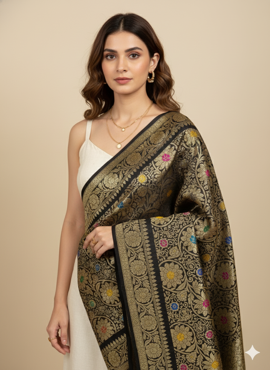 Sunflower Veil Banarasi Weave Silk Dupatta