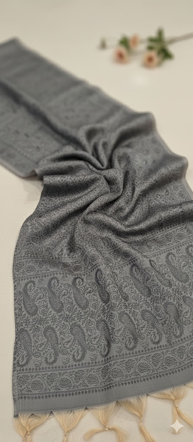 Grey Mist Feather Silk Stole