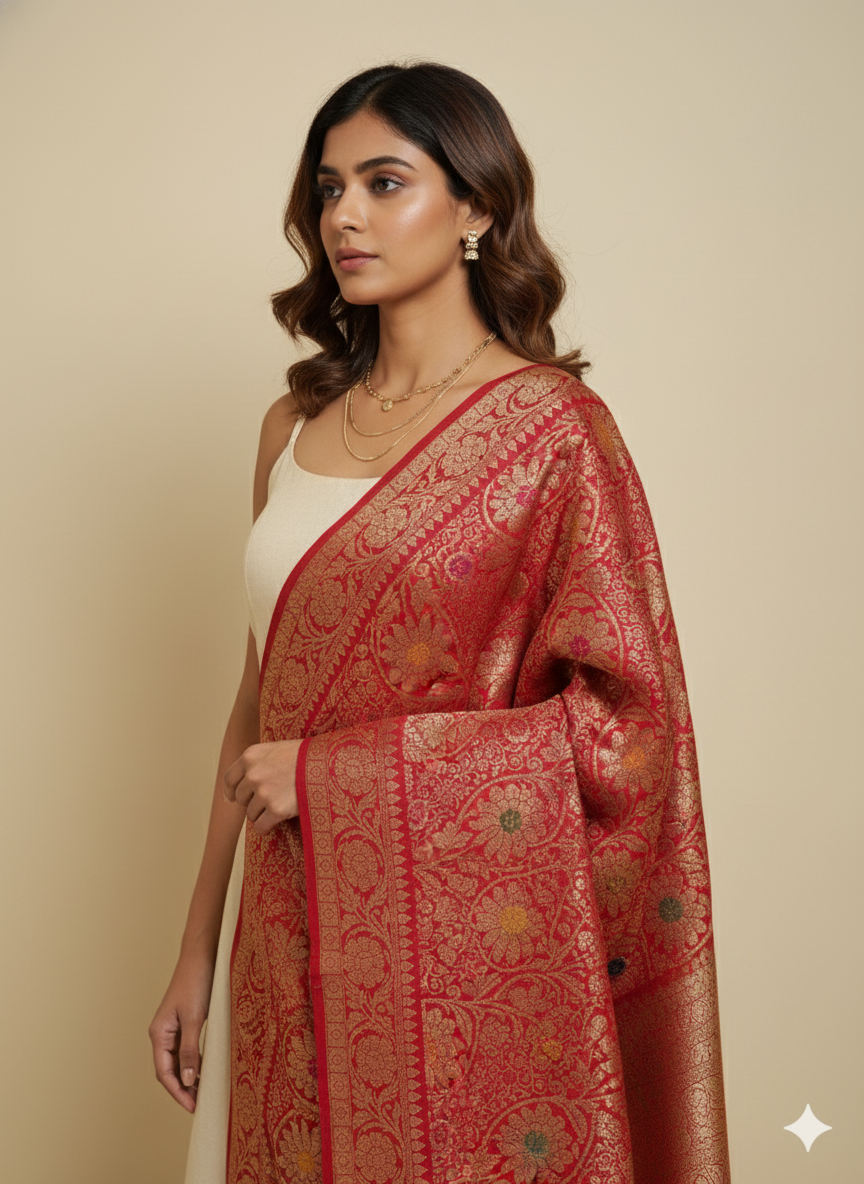 Sunflower Veil Banarasi Weave Silk Dupatta