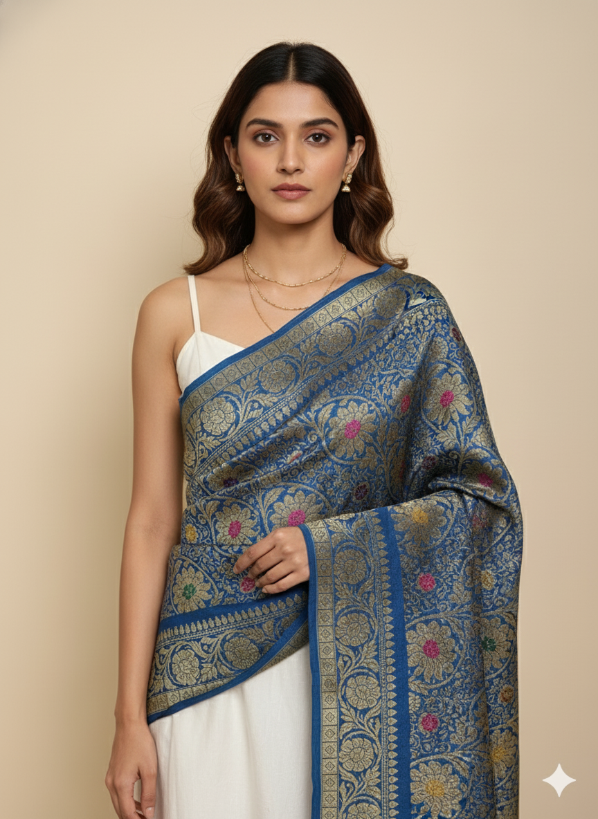 Sunflower Veil Banarasi Weave Silk Dupatta