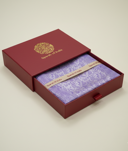 Lavender HANDWOVEN Pure silk banarasi weave stole