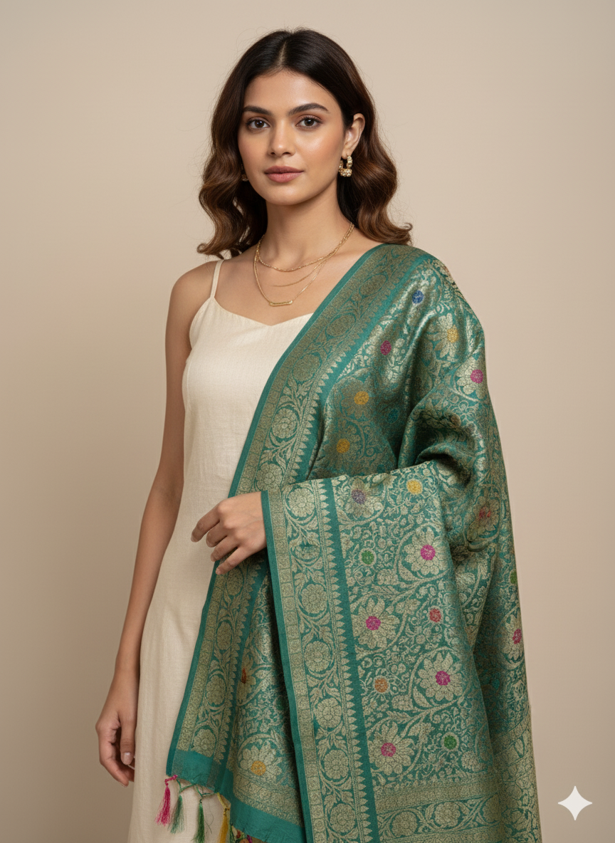 Sunflower Veil Banarasi Weave Silk Dupatta