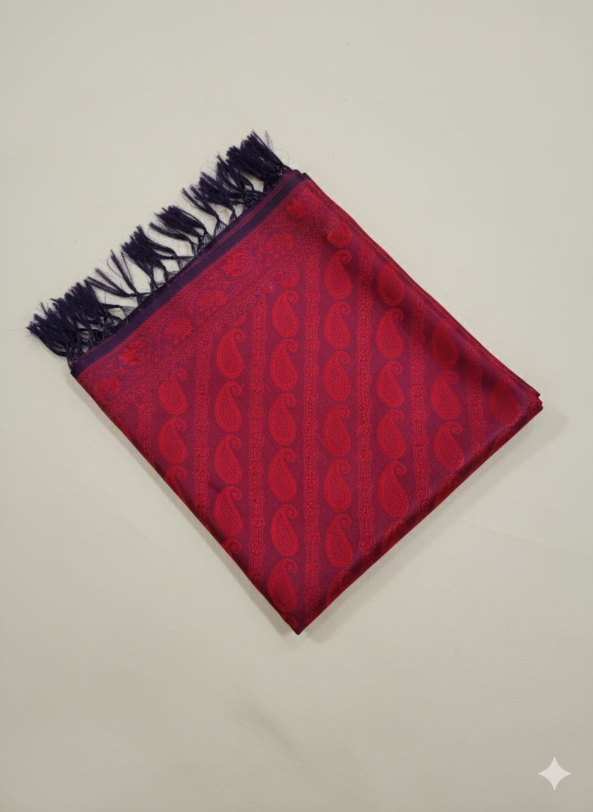 Deep Red Woven Silk Stole - Gifts for Women