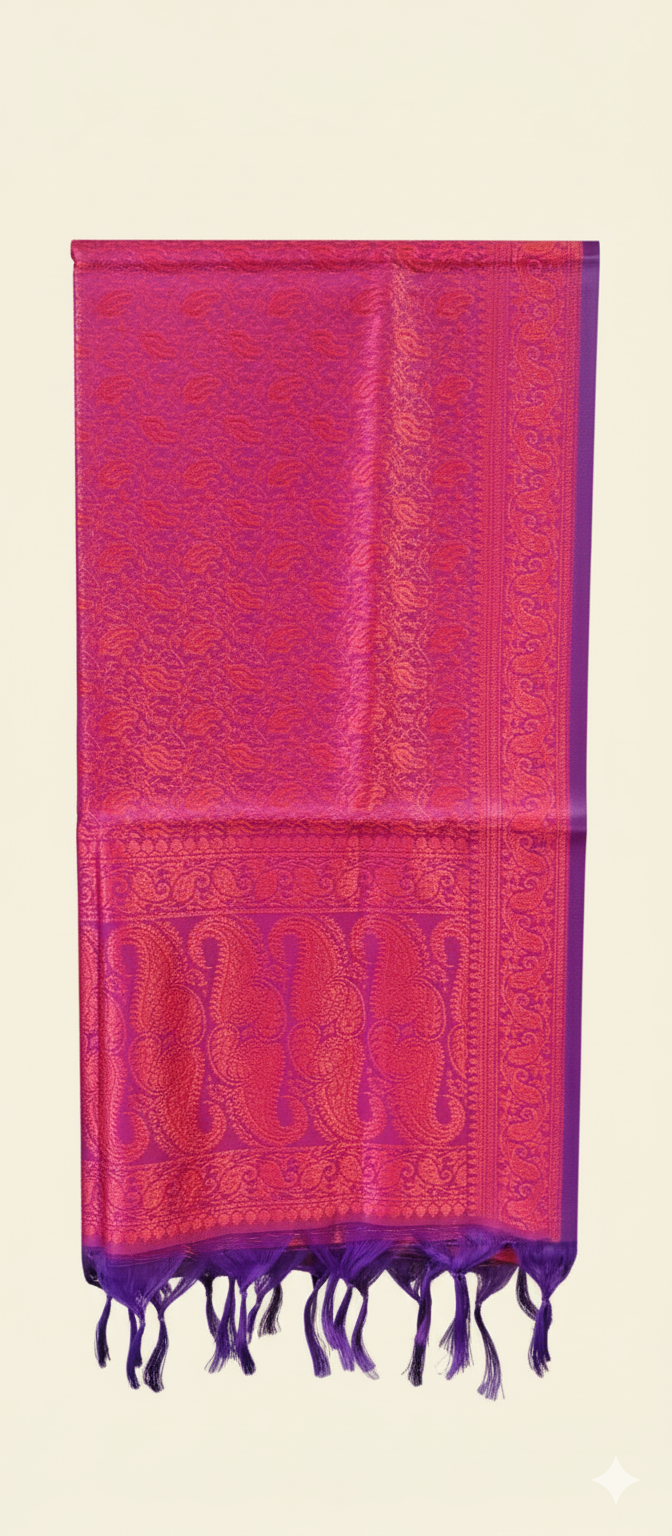 Magenta Pink Feather Silk Stole