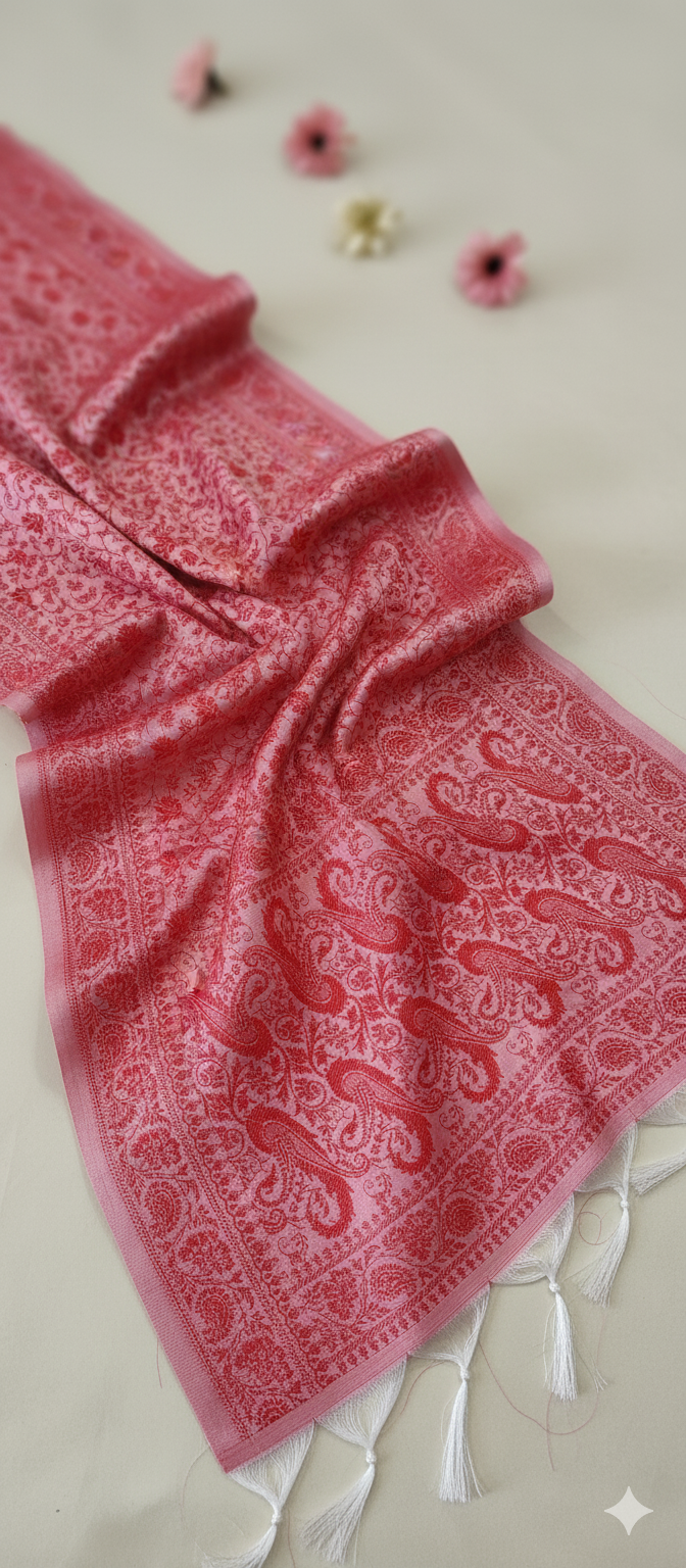 Rose Pink Feather Silk Stole